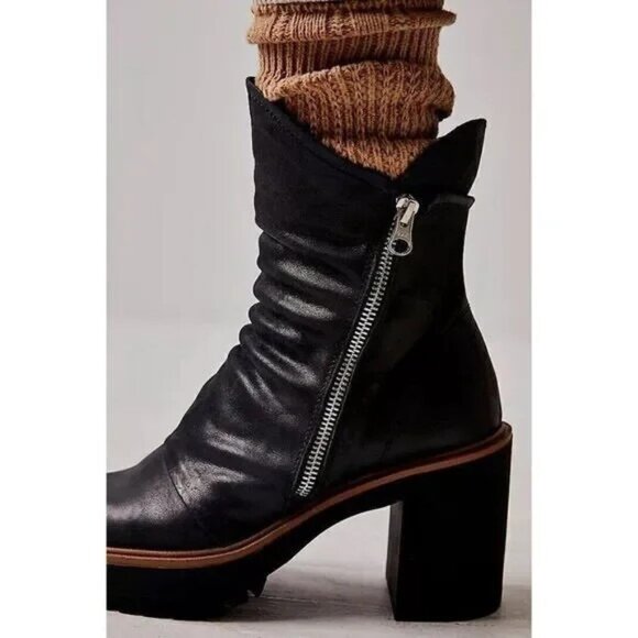 Free People Women's Jack Leather Slouch Ankle Zip Boot Black Size 38 US 7.5 8 - Picture 2 of 16